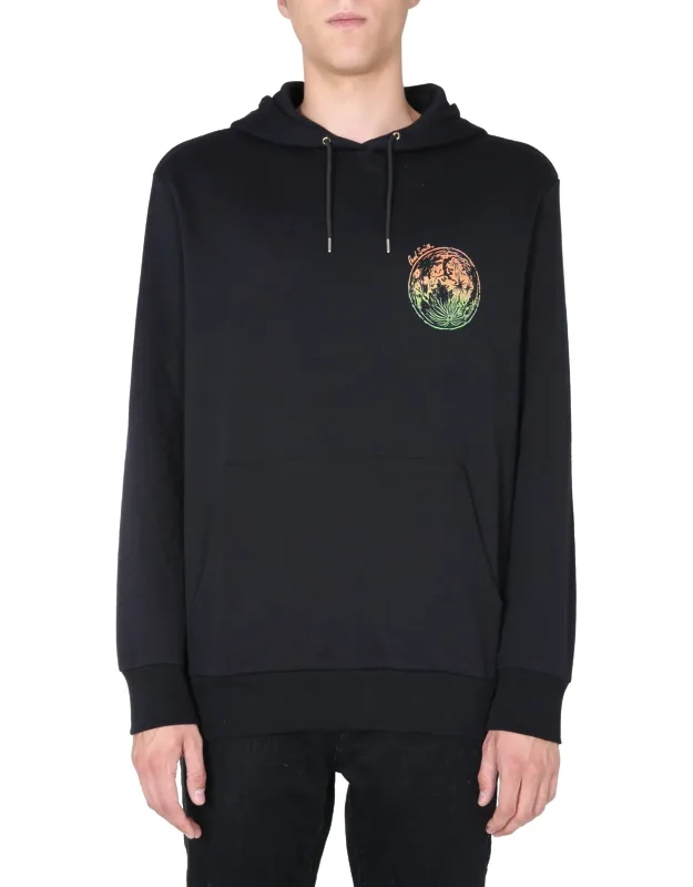 Hoodie With Hooded Neckline And Print On The Chest
