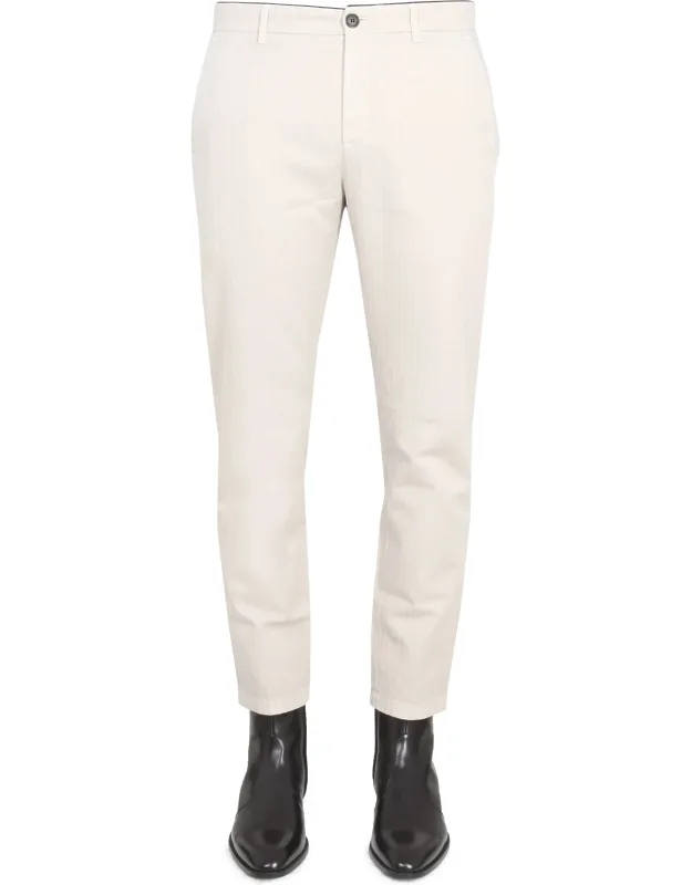 Department Five Pants With Logo Patch, Button And Hook Closure