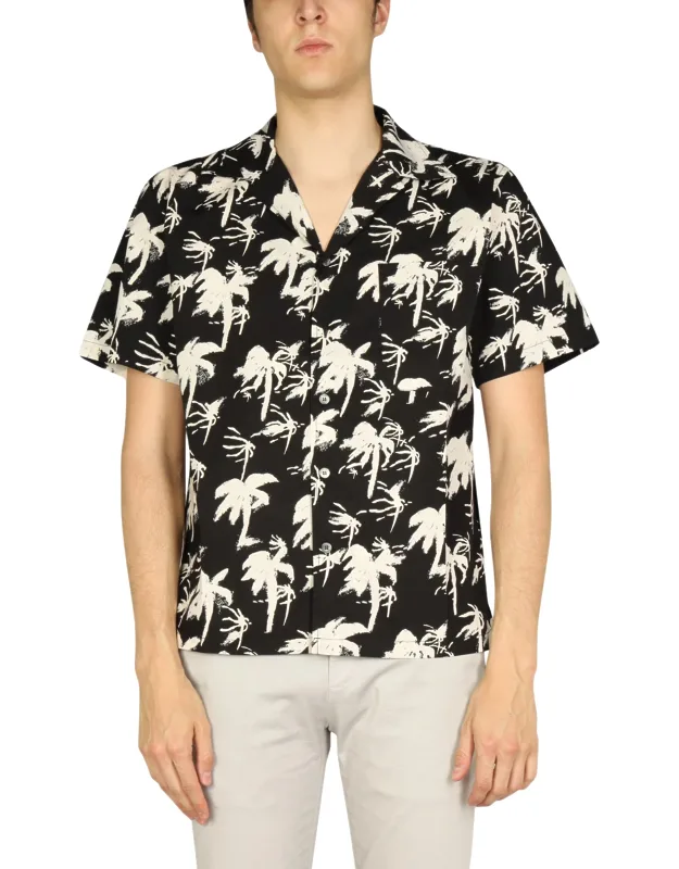 Department Five Hawaiian Print Shirt With Chest Patch Logo Pocket