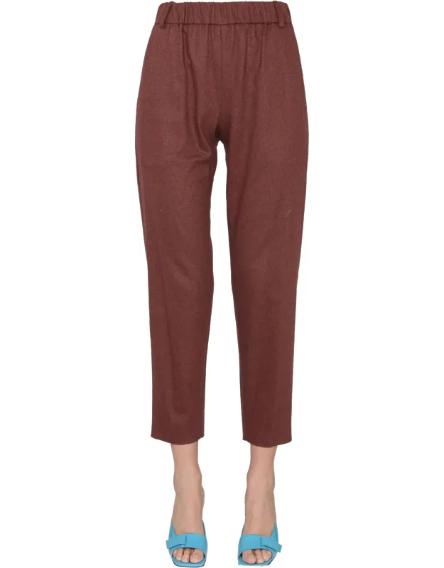 _alysi Cigarette Pants With Elastic Waistband And Cropped Design_