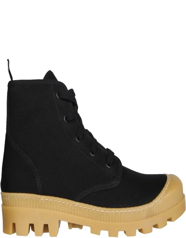 Hiking Boot With Rubber Sole And Canvas Upper
