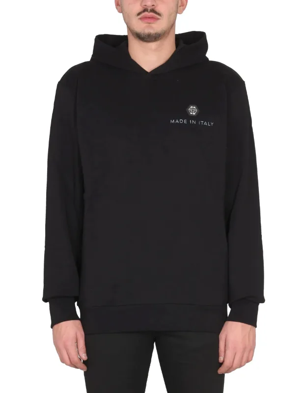 Hoodie With Hooded Neckline And Logo Print
