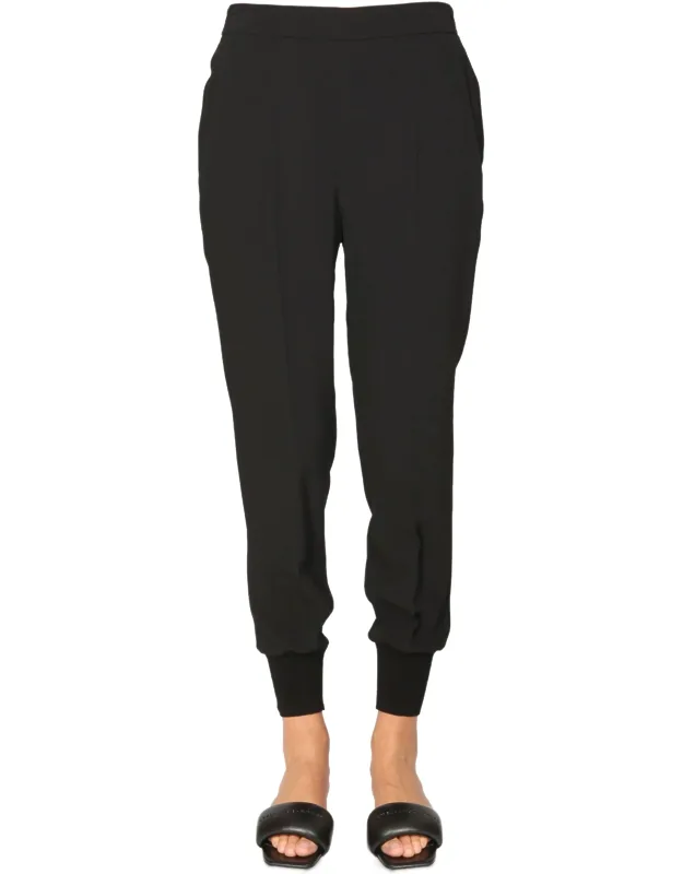 Wool Pants With Elastic Waistband And Side Pockets