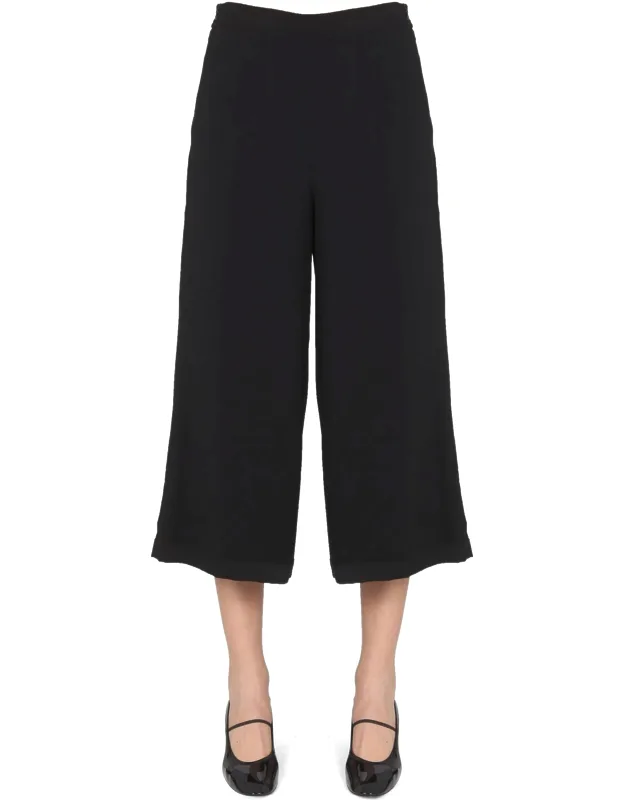 _stefano Mortari Cropped Pants Elastic Waistband Side Zipper Closure_