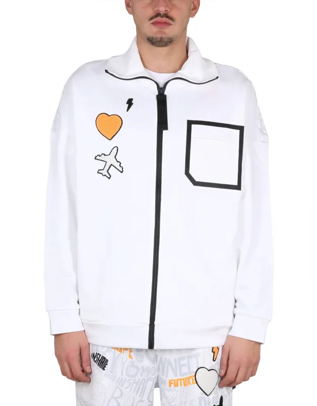 Sweatshirt With Logo High Neck Zipper Closure