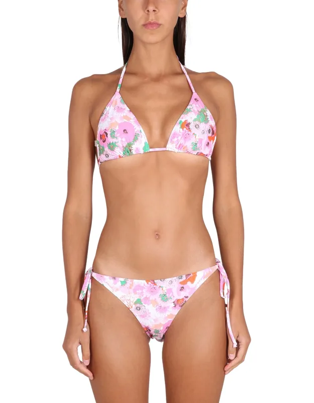 Ganni Bikini Briefs Adjustable Side Tie Floral Print