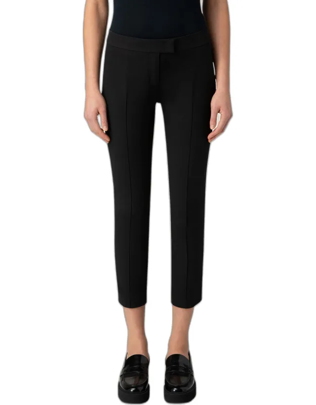 Straight-leg Cotton-stretch Cropped Pants