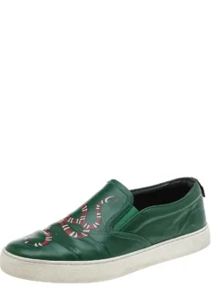 Leather Dublin Snake Print Slip On Sneakers