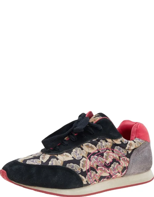 Multicolor Fabric And Leather Low Top Sneakers
