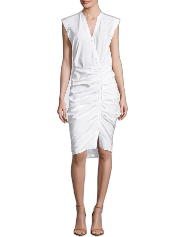Ruched Poplin Shirtdress