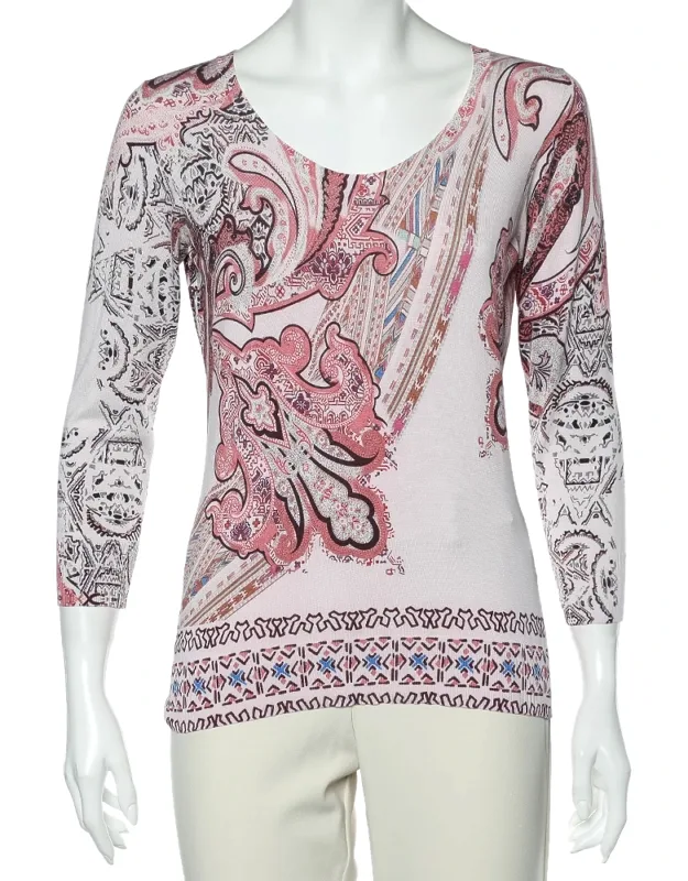 Paisley Printed Silk Knit Sweater