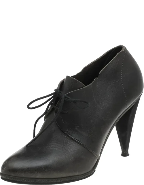 Leather Pointed Toe Lace Up Ankle Boots
