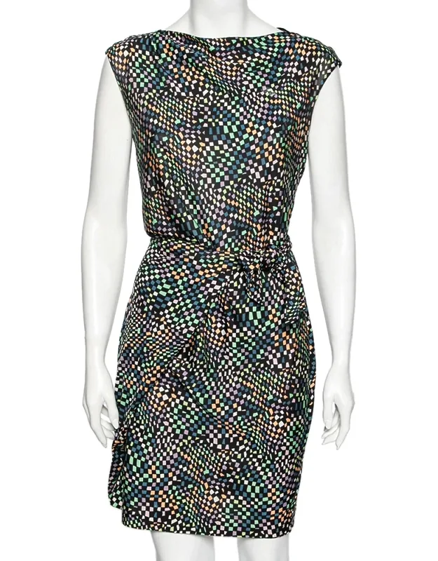 Printed Jersey Tie Detail Dress