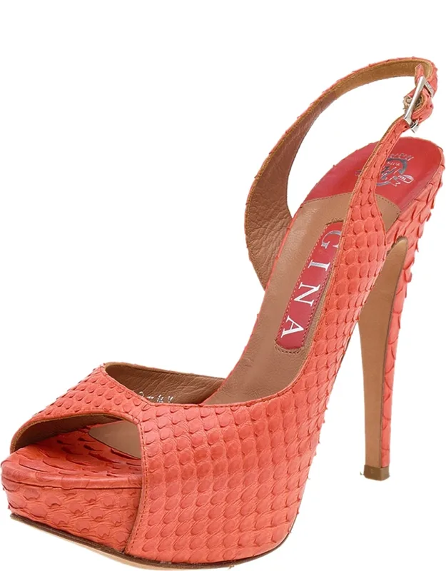 Python Leather Ankle Strap Sandals