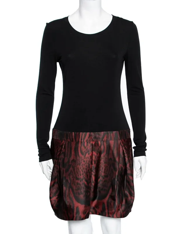 Animal Printed Silk Jersey Pleated Dress