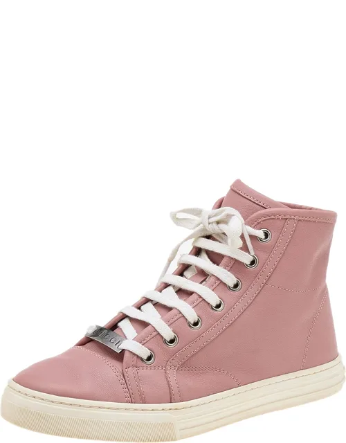 Old Rose Leather High Top Sneakers