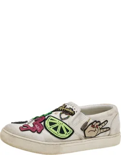 Canvas Patch And Embellished Slip-on Sneakers