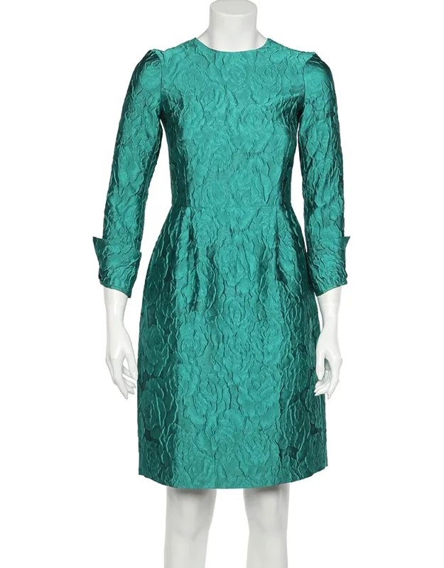Silk Jacquard Long Sleeve Sheath Dress