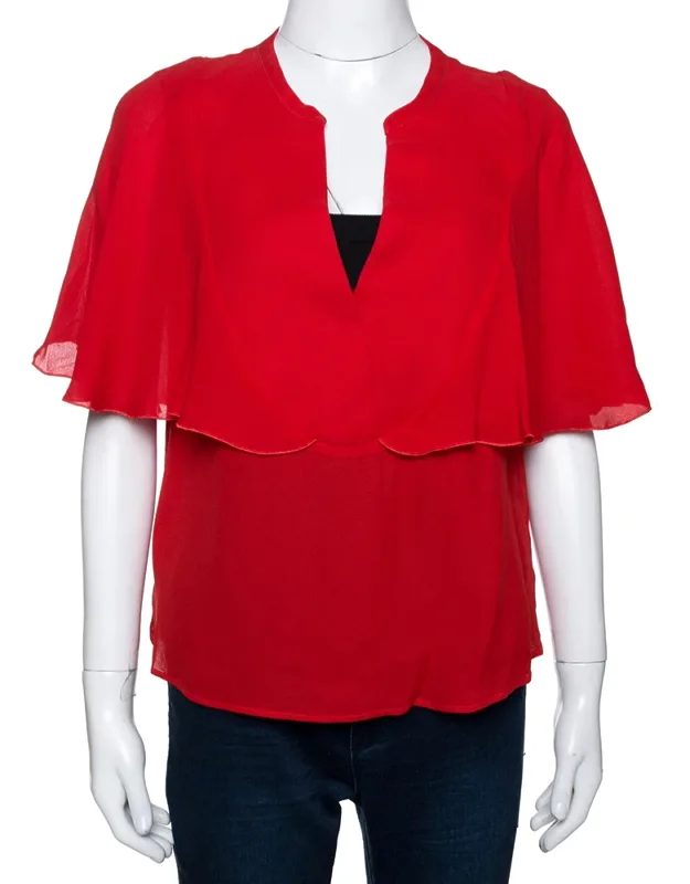 Crepe Ruffled Cape Detail Top