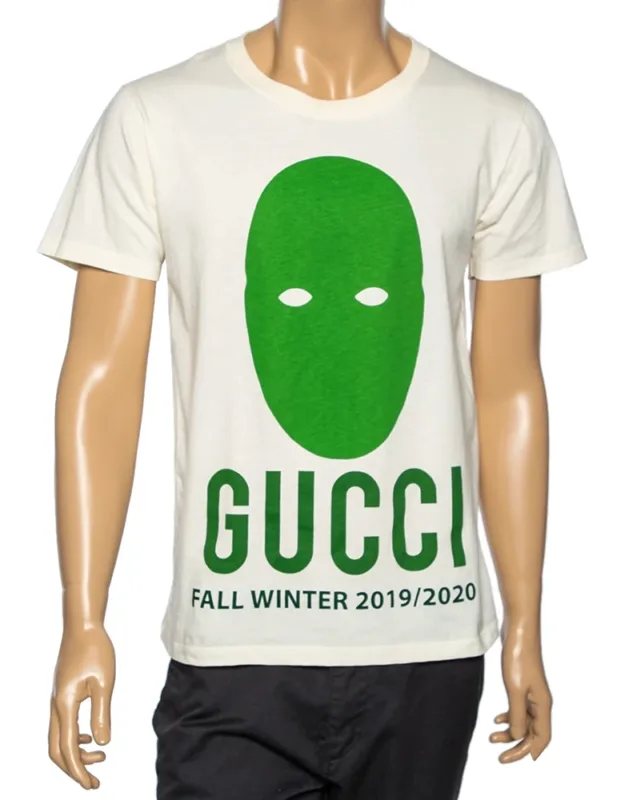 Cream Cotton Manifesto Mask Printed Crew Neck T-shirt