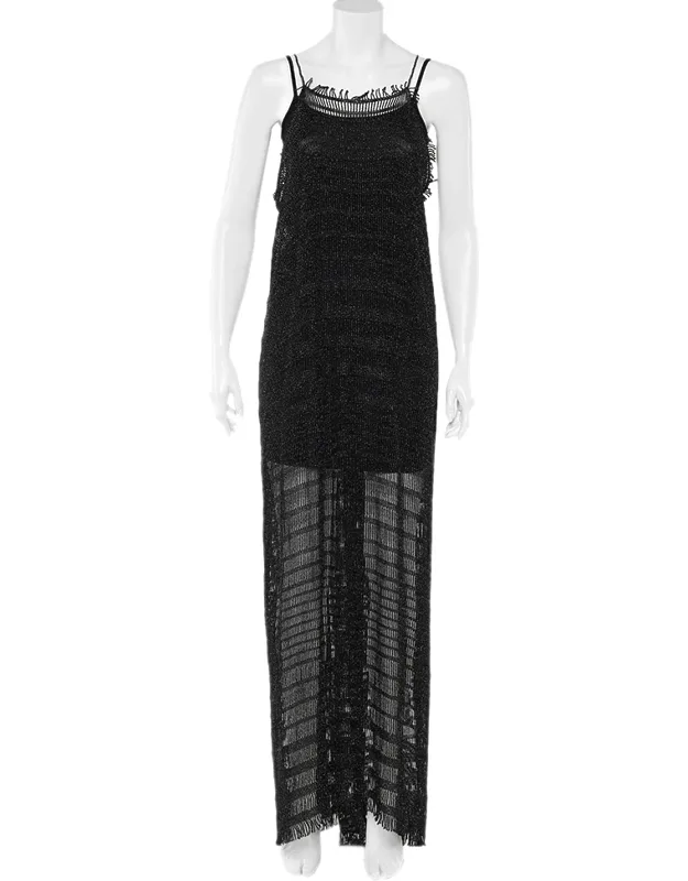 Lurex Crochet Knit Maxi Dress