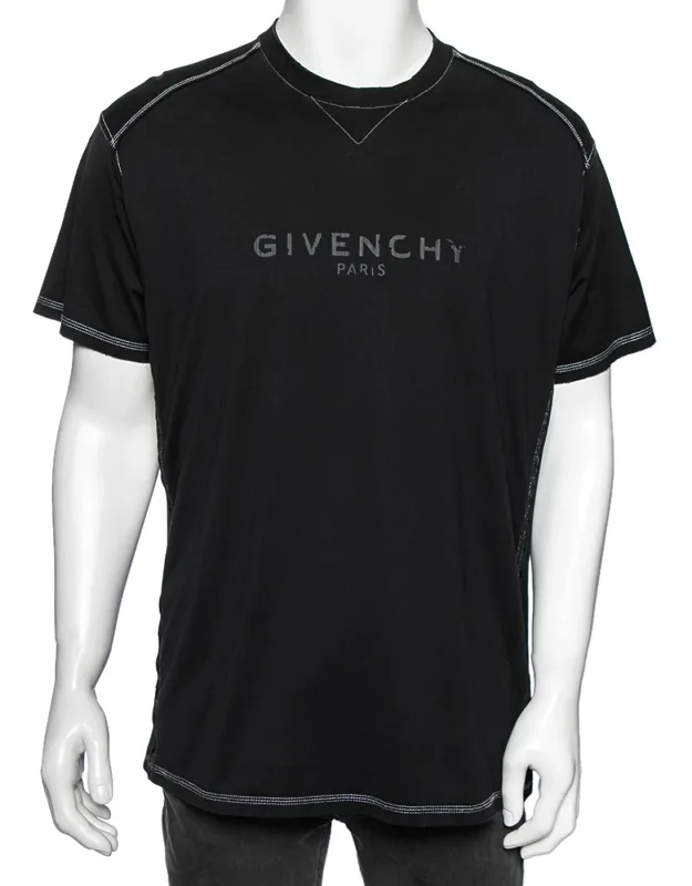 Logo Printed Side Trim Detail Distressed T-shirt