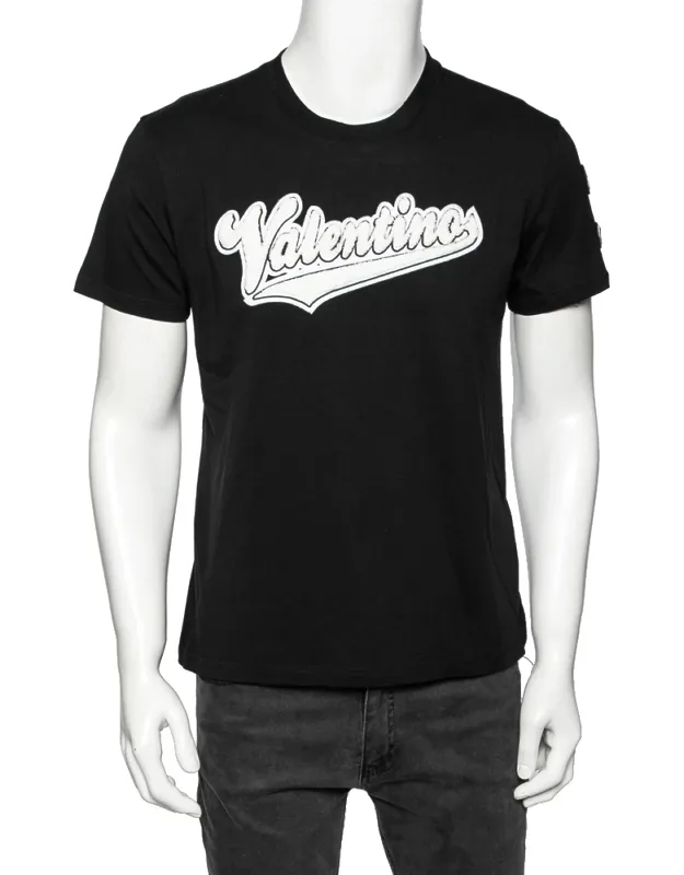 Cotton Baseball Logo Appliqued Short Sleeve T-shirt