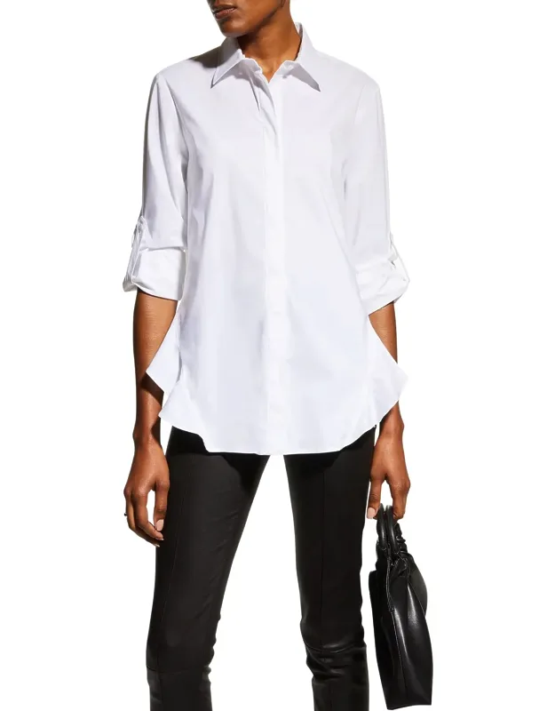 Agatha Side-flounce Poplin Shirt