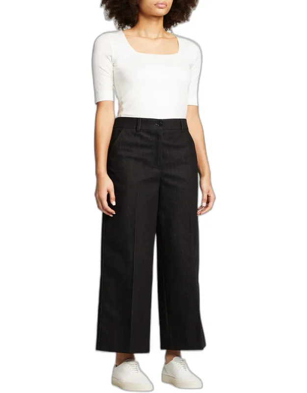 Cotton Half-sleeve Square-neck Tee