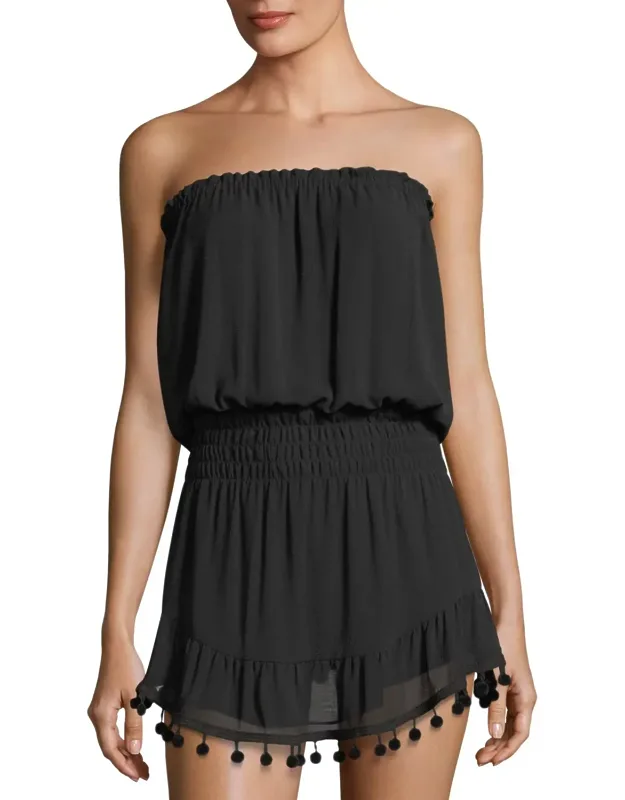 Marcie Strapless Coverup Dress With Pompom