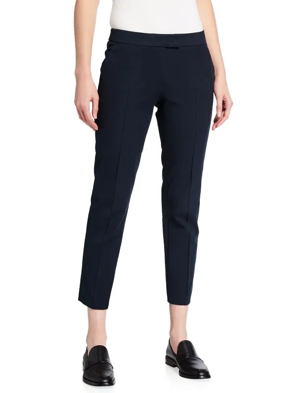 Straight-leg Cotton-stretch Cropped Pants