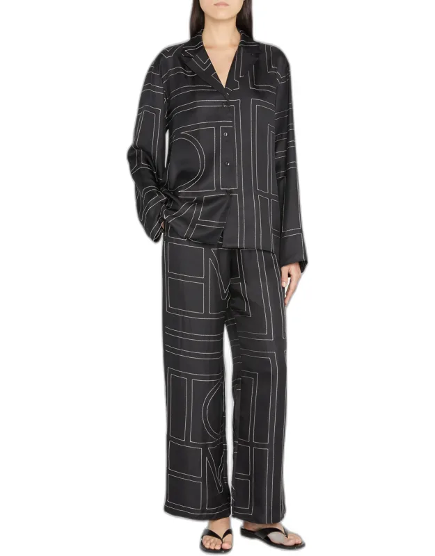 _pajama Pants With Elastic Drawstring Waistband And Side Slip Pockets_