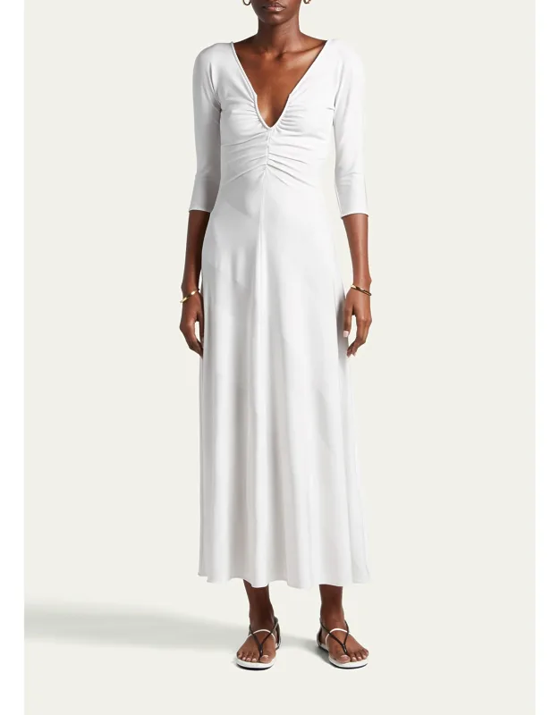 Diagonal Striped Jacquard Jersey Maxi Dres