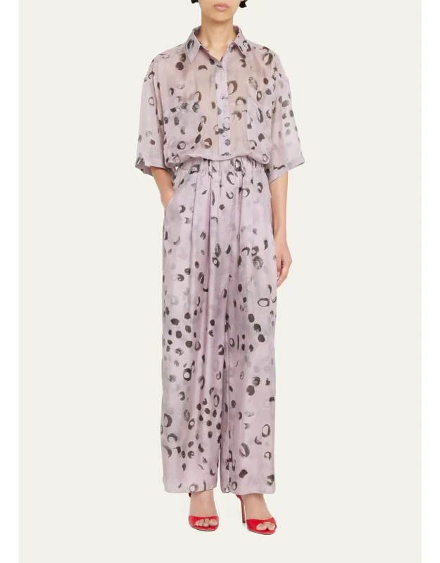 Printed Silk Wide-leg Pant