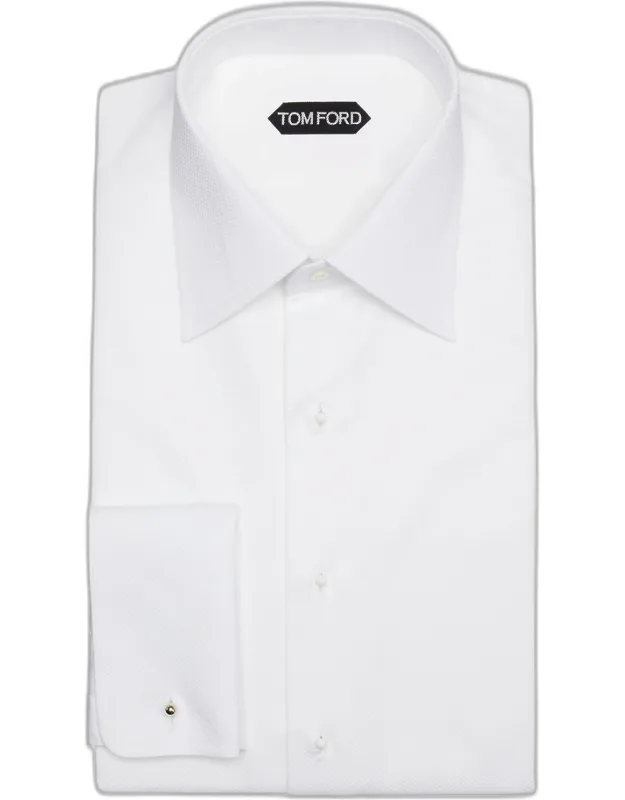 Cotton Piqué Dress Shirt With French Cuffs