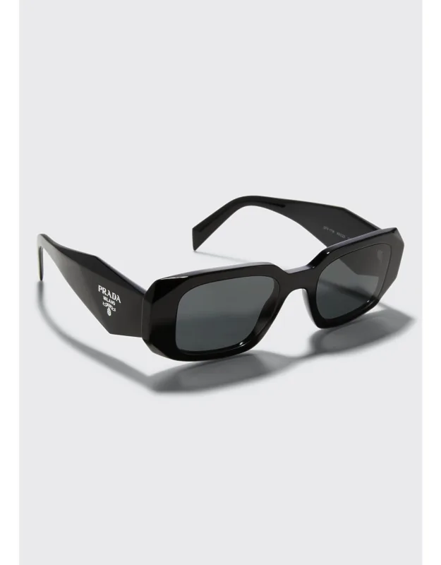 Rectangle Acetate Logo Sunglasses