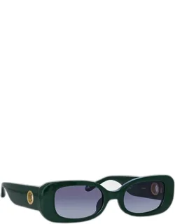 Rectangle Acetate & Nylon Sunglasses