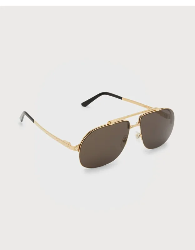 Metal Double-bridge Aviator Sunglasses