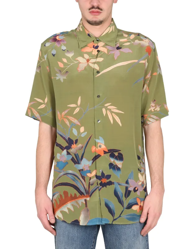Etro Flower Print Shirt With Pointed Collar And Button Closure