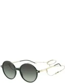 Round-frame Sunglasses With Branded Chain