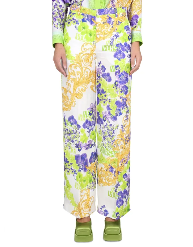 Versace Baroque Pants Concealed Front Closure Belt Loops At The Waist