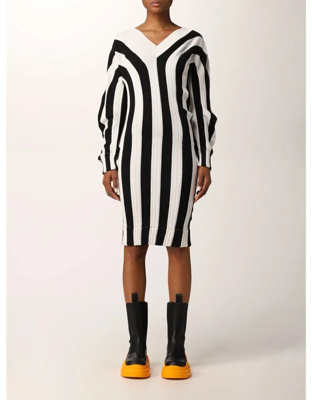 Bicolor Stripes V-dress
