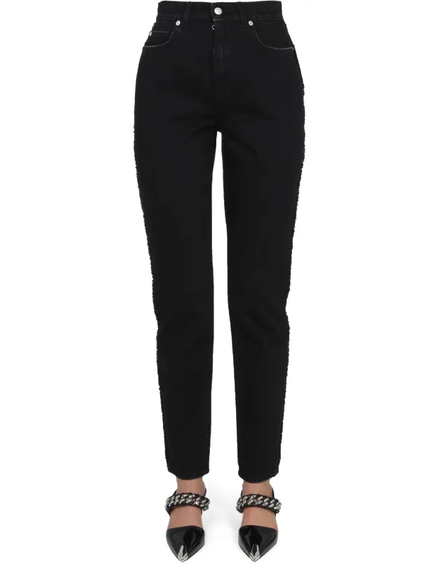 Boyfriend Jeans With Zipper And Button Closure And Belt Loops At The Waist