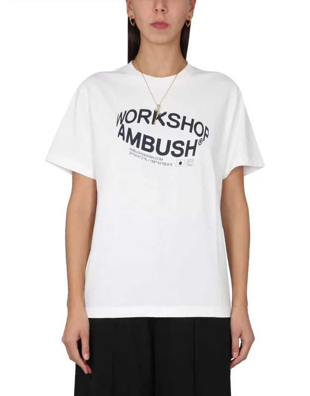 Ambush Revolve T-shirt Crowling Logo Print 100% Cotton