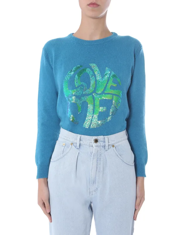 "love Me" Sweater Round Neck Regular Fit