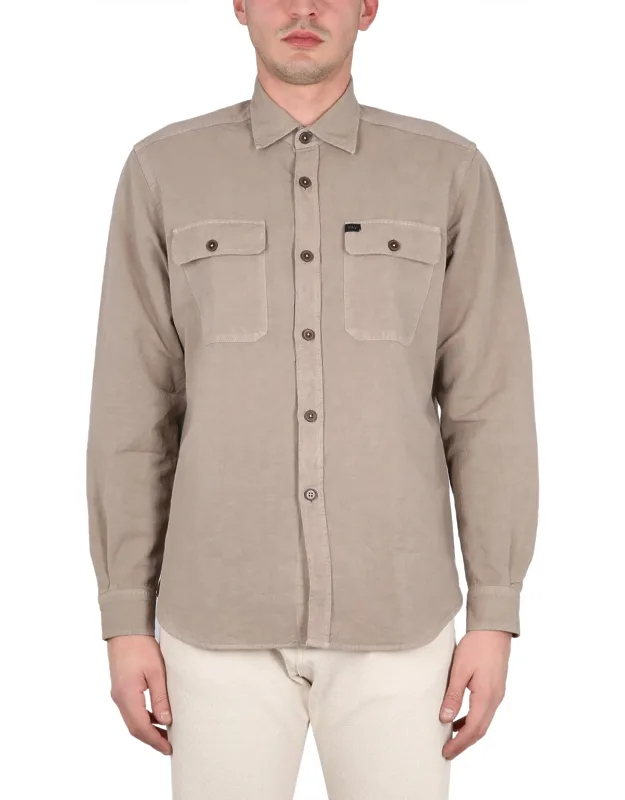 Shirt With Pockets Classic Collar Button Closure