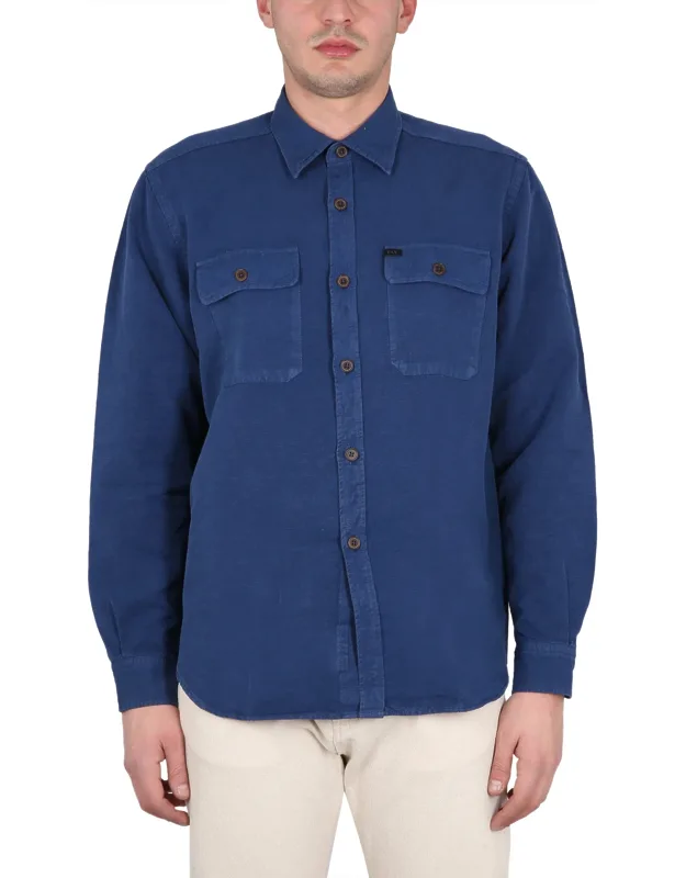 Shirt With Pockets Classic Collar Button Closure Two Chest Pockets