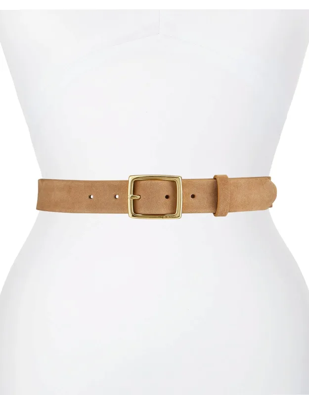 Boyfriend Belt With Adjustable Golden Buckle And Natural Nubuck Lining