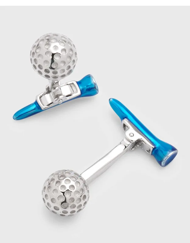 Golf Ball And Moving Tee Cufflinks