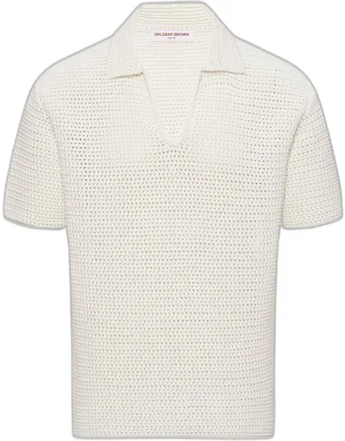 Crochet Effect Organic Cotton Polo Shirt
